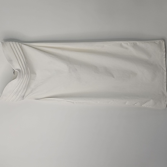 Zara Strapless White Bodycon Stretchy Midi Dress w Pleated Sweetheart Bustline - Picture 4 of 13